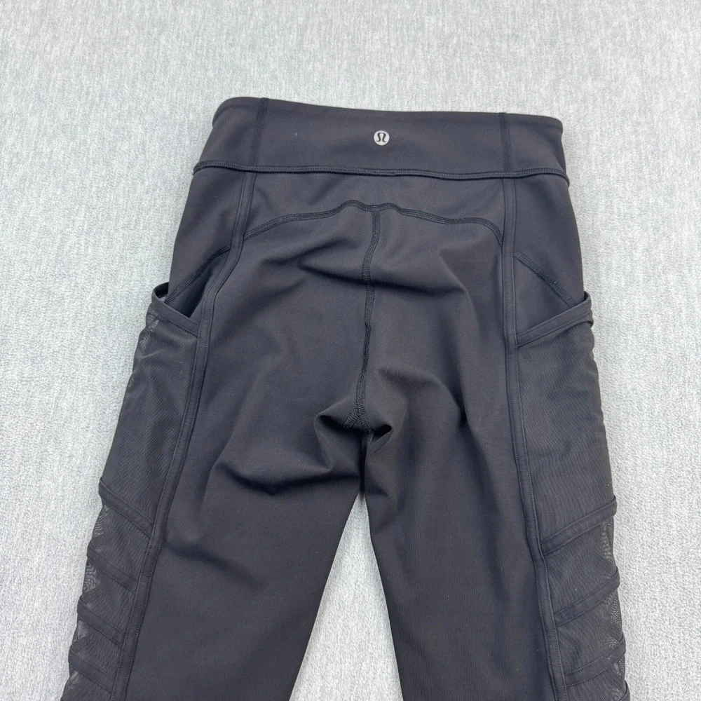 Lululemon Leggings Womens 4 Black Speed Tight IV Ruched Stretch Yoga Gym‎ Pants